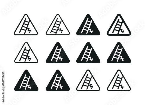 Unsafe Equipment Icons. unsafe equipment. Icon set. Set Logo of