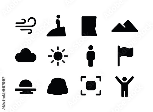 High-Altitude Icon Set. High-altitude moments. Solid icon set of