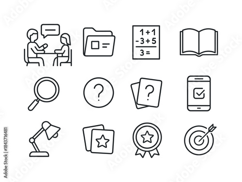 Academic Support Icons. parent-teacher meetings