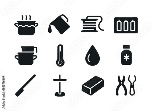 Candle Making Icon Set. Candle making. Solid icon set of candle
