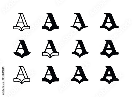 Diverse Typography Icons. Editorial typography. Icon set. Set Lo