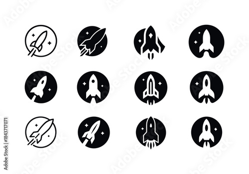 Interstellar Mission Logos. Interstellar missions. Icon set. Set