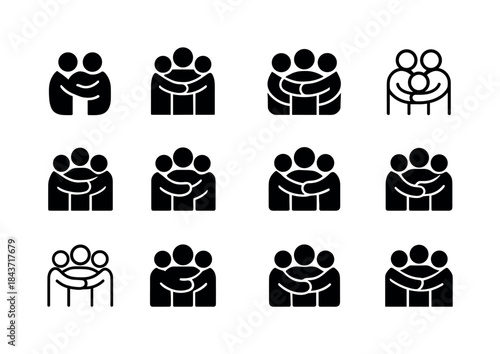 Group Hug Logos. Group hug. Icon set. Set Logo of group hug: col