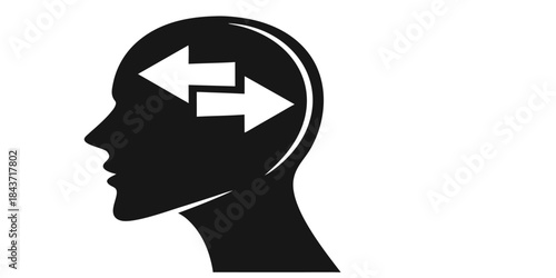 Abstract vector illustration of a person's black head profile silhouette symbolizing thought and ideas