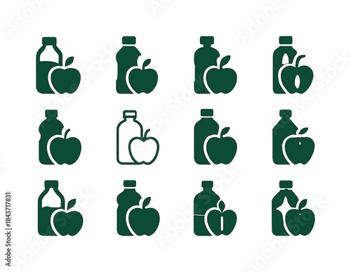 Healthy Eating Icons. Healthy Eating Habits. Icon set. Set Logo