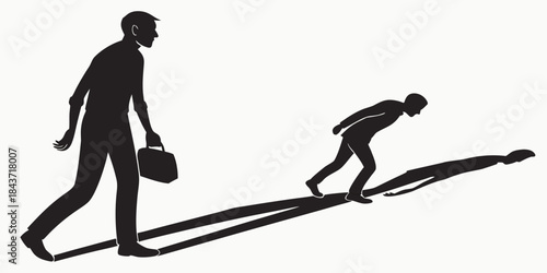 Silhouette vector illustration of a young woman's body doing yoga or sport, representing a person's outline and success