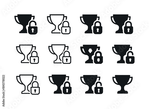 Achievement Unlocked Icons. Achievement unlocked. Icon set. Set