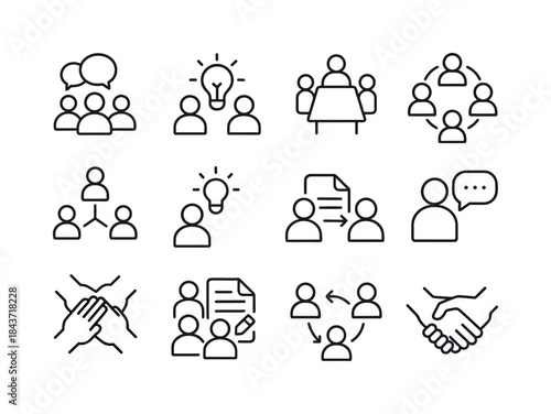 Team Collaboration Icons. Team Collaboration. Line icon set of T