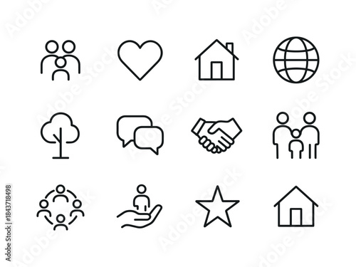 Community Icons Set. Community. Line icon set of community: grou
