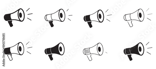 Set of megaphone vector icons isolated on white background symbol for marketing and alert