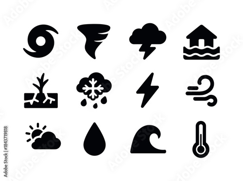 Extreme Weather Icons. Extreme Weather. Solid icon set of Extrem