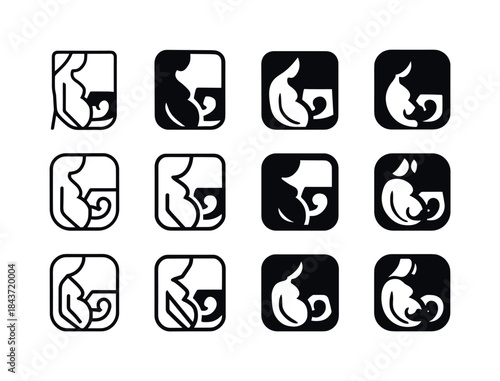 Prenatal Care Icons. prenatal care. Icon set. Set Logo of prenat