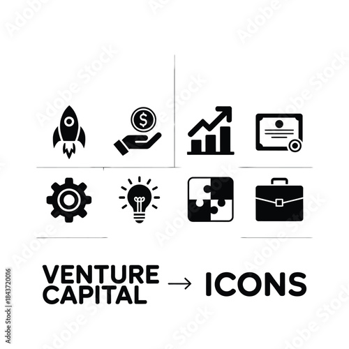 Venture capital icons representing growth innovation and financial investment strategies