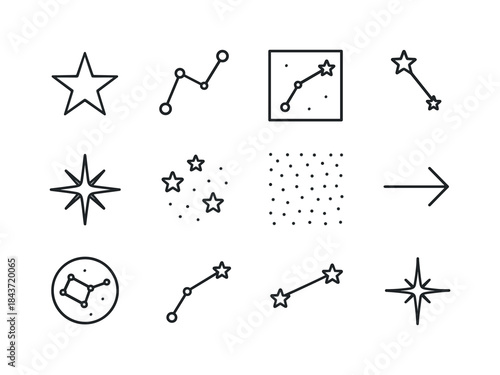Constellation Icon Set. Stars & Constellations. Line icon set of
