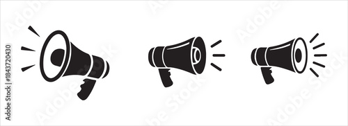 Megaphone vector icons, announcement, attention, communication, voice, speaker, public address