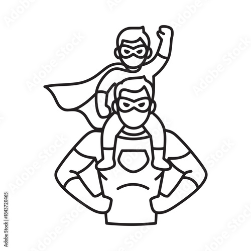 Father and son dressed as superheroes a heartwarming illustration of strength