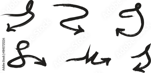 Hand drawn arrows in different directions and styles