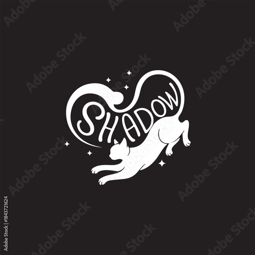 “Minimalist Cat Shadow Illustration”