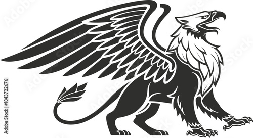 Majestic griffin creature with wings and lion body