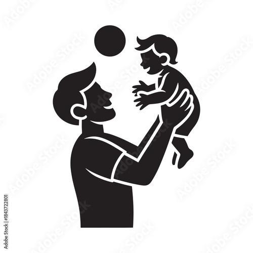A father playfully tosses a ball to his delighted baby in a loving moment