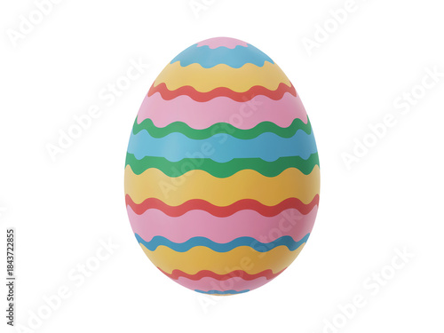 Easter egg painted in different colors 3d render, illustration png element isolated on transparent background