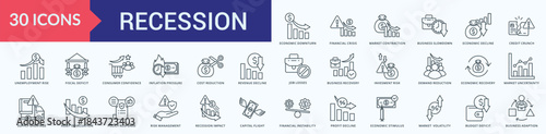 Recession Icon Pack Illustration Vector Outline Style