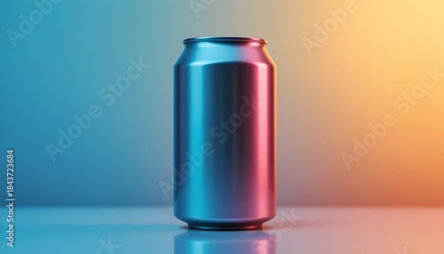Wallpaper Mural A vibrant metallic beverage can reflecting neon blue and pink light on a gradient background. 12 oz can mockup Torontodigital.ca