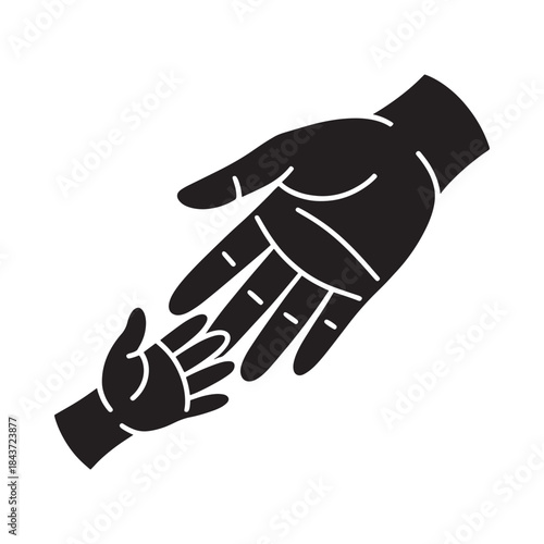 A large hand reaching down to a smaller hand in a helping gesture