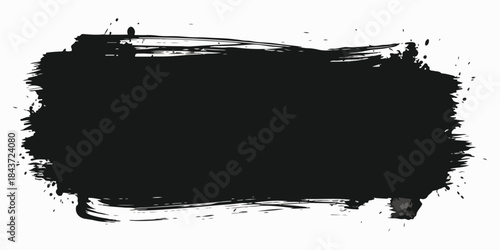 Vector black paint, ink brush stroke, rectangular shape. Dirty grunge design element, rectangle or background for text.