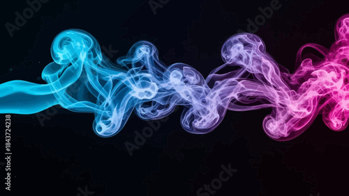 Abstract gradient smoke wave on black background for wallpaper designs