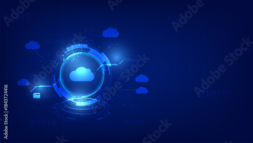 Futuristic Cloud Computing Security and Data Network Technology Background Vector
