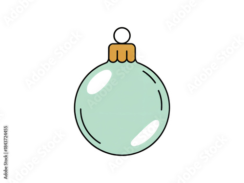 Glass Christmas ball hanging on ribbons silver, illustration png element isolated on transparent background