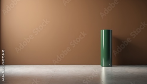Minimalist cylinder podium with brown gradient background. 3d rendering.