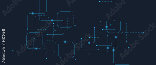 Abstract digital AI circuit board background with tech icons. Digital technology motherboard texture design. Engineering circuit board concept for poster, header, banner, website, presentation