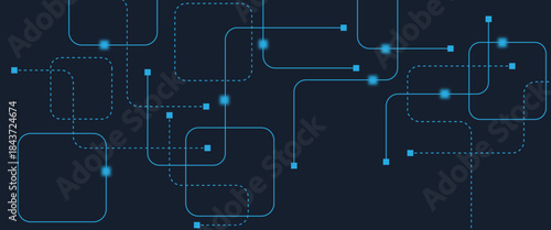 Abstract digital AI circuit board background with tech icons. Digital technology motherboard texture design. Engineering circuit board concept for poster, header, banner, website, presentation