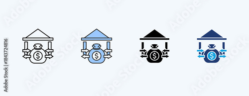 Fiscal Deficit Multiple Icon Illustration Vector