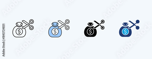 Cost Reduction Multiple Icon Illustration Vector