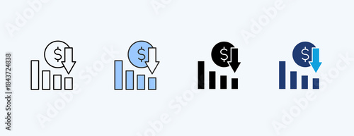 Revenue Decline Multiple Icon Illustration Vector