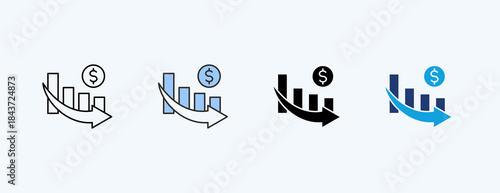 Asset Devaluation Multiple Icon Illustration Vector