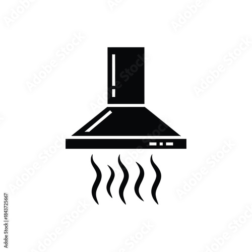 Kitchen hood with smoke ventilation design silhouette vector illustration