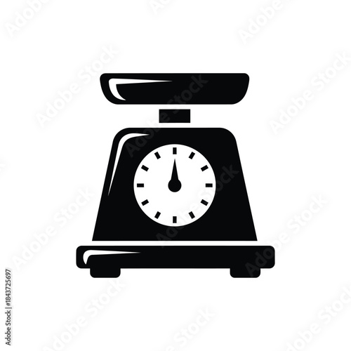 Kitchen scale for food measurement silhouette vector illustration