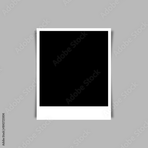 Polaroid photo frame mockup. Album card on transparent background. Retro photo template. Quick print camera photo. Vector photo frame isolated on transparent background.