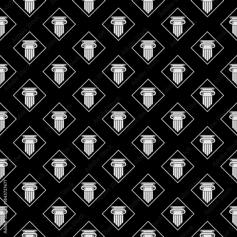 Obraz premium Column Pillar seamless pattern isolated on black background