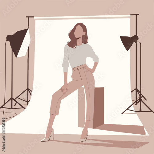 premium vector of Model posing for photoshoot