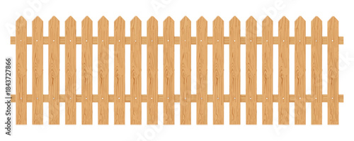 Classic picket fence, light oak color, clean flat vector.