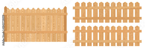 Straight wooden fence, grain texture, horizontal supports,