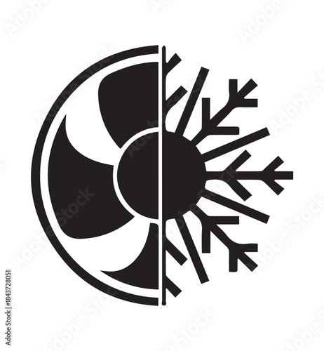 Black and White HVAC Heating and Cooling Icon
