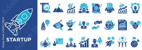Startup  icon collection set. Containing design startup, innovation, entrepreneurship, business, growth