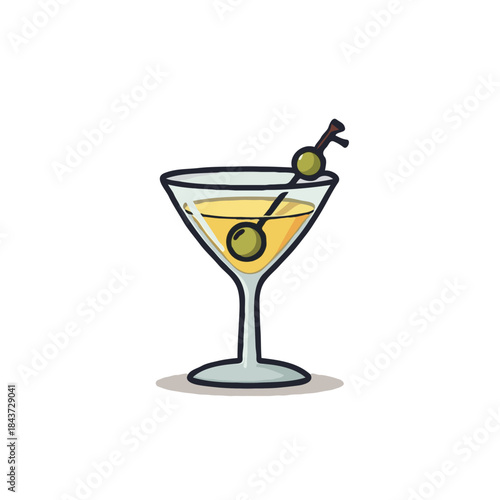 Elegant martini illustration with olive garnish conveying classic sophistication and refined taste