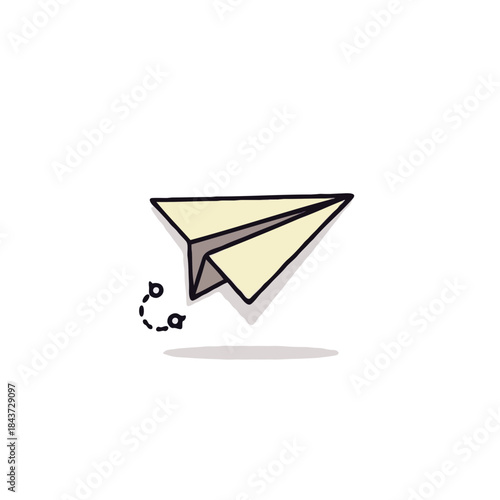 Hand-drawn paper airplane soaring into the expanse symbolizing freedom aspiration childhood dreams